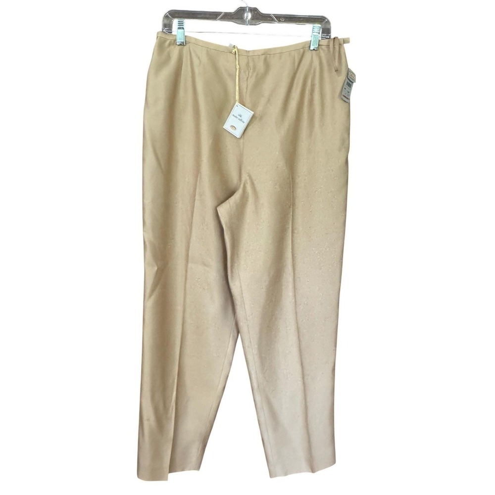 Talbots Pants Vintage 90s Champagne Tan 100% Silk Matte Taffeta 12P NWT